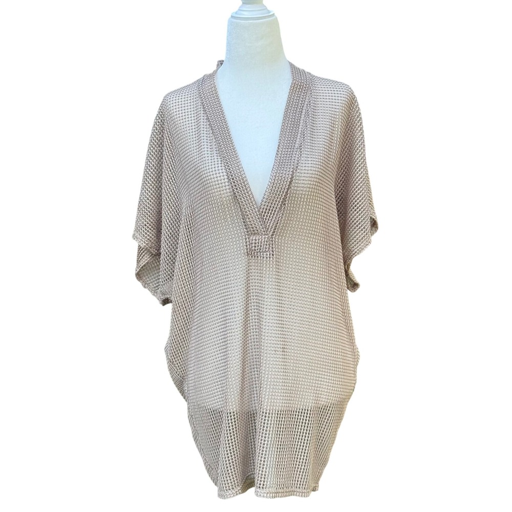 Elif Jordan Taylor Swim Cover Up Women XS Tan Excellent Mesh V-Neck Tunic